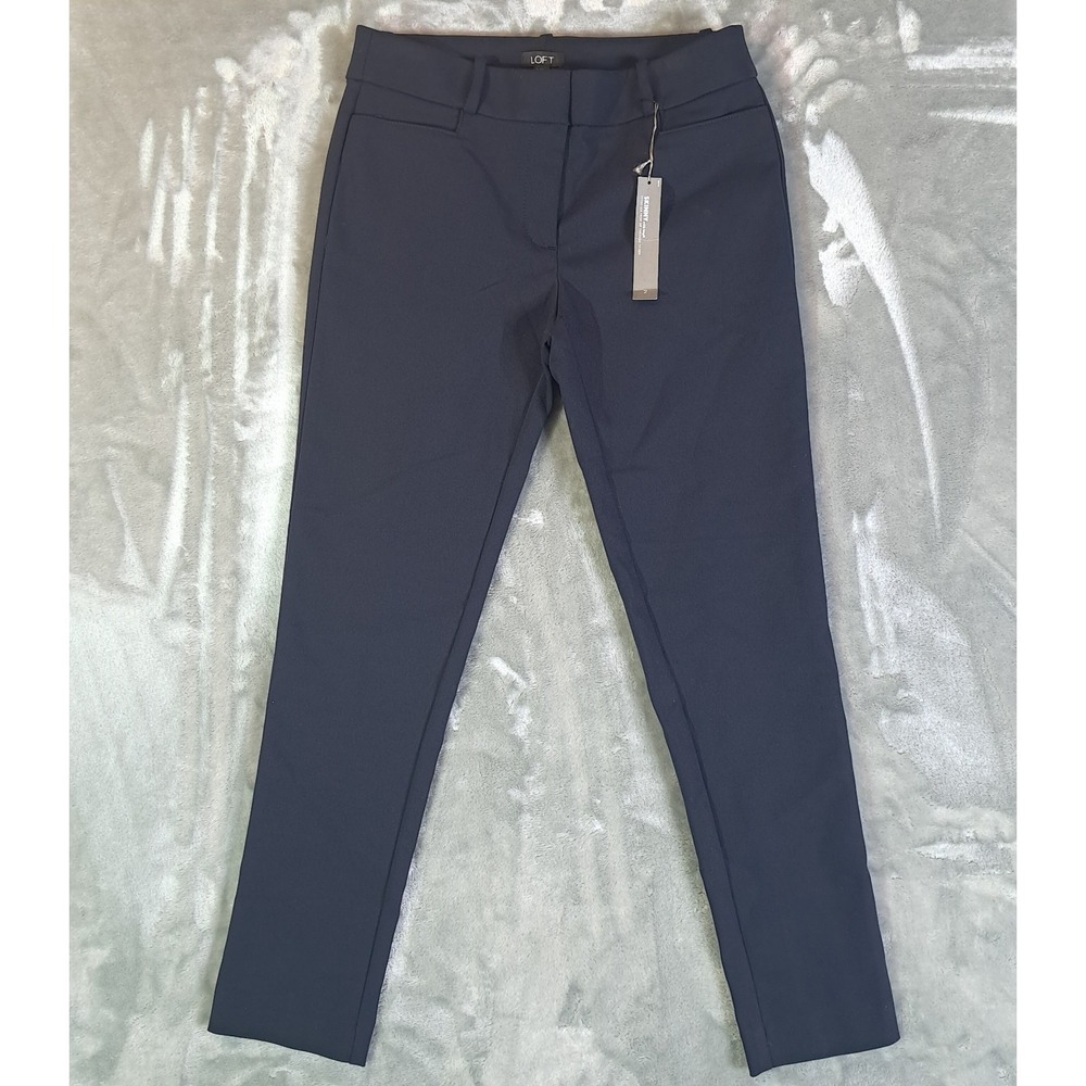 LOFT Navy Skinny Ankle Pant Women Size 2 Career Work Stretch Preppy Blue NWT